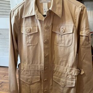 Vintage Crazy Horse Vintage Beige Button Front Pockets Women's Jacket Size S